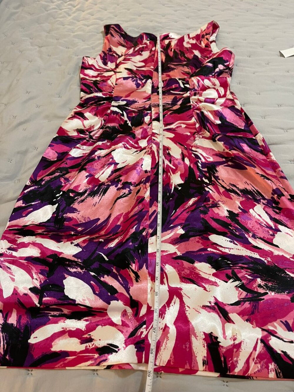LIKE NEW SZ 12 London Times Pink Purple Floral Sleeveless Ruched Sheath - Picture 6 of 9